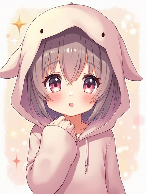 A cute kawaii anime girl avatar, featuring large sparkling eyes, if(gender=f){a pastel-colored dress with ribbons and bows, playful pigtails} if(gender=m){a soft boy aesthetic with messy hair and oversized hoodie}. The background has dreamy pastel colors with soft sparkles. the style is in anime illustration.