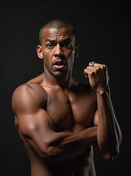 full body photo of Dramatic close-up for a 1990s album cover, intense expression. if(gender=f){Looking fierce with platinum blonde hair and tattoos} if(gender=m){Tough rap icon stance, flexing rings}.