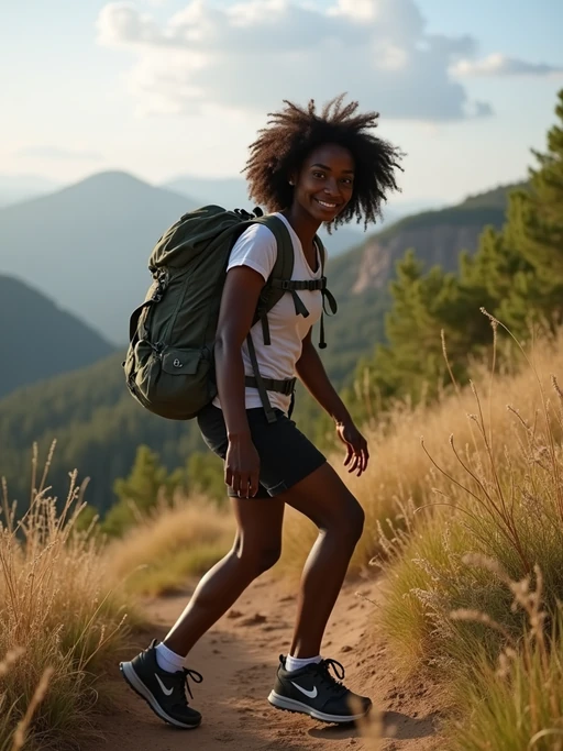 adventurous if(gender=m){masculine} if(gender=f){feminine} model exploring a scenic hiking trail