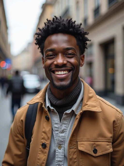 charming if(gender=m){masculine} if(gender=f){feminine} model dressed for a comfortable city stroll, capturing genuine smiles