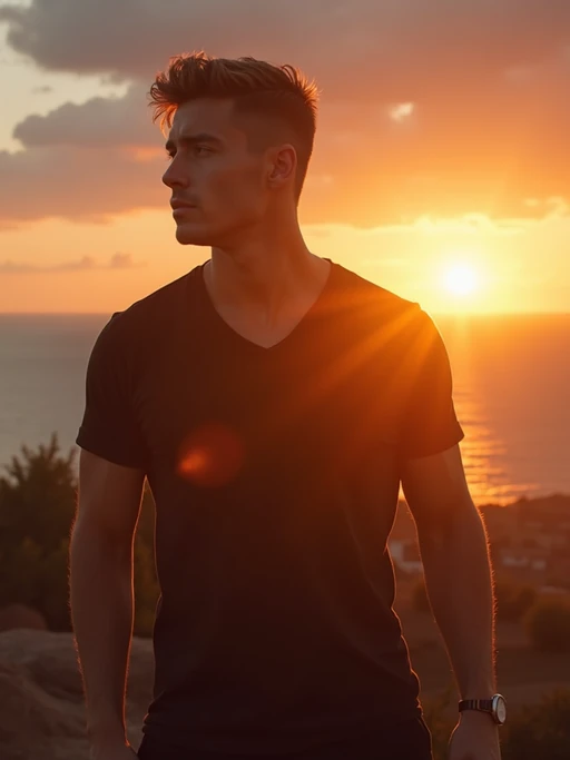 sunset-lover if(gender=m){masculine} if(gender=f){feminine} model enjoying a golden-hour skyline