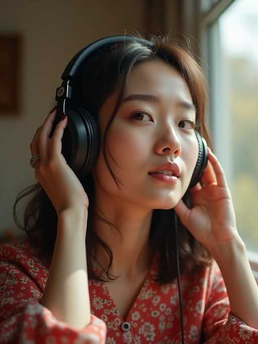 music-enthusiast if(gender=m){masculine} if(gender=f){feminine} model relaxing with headphones, exploring new tunes