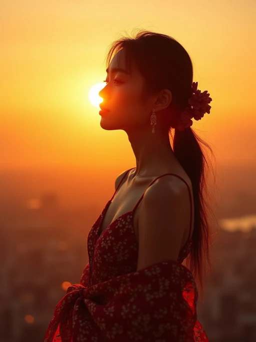 sunset-lover if(gender=m){masculine} if(gender=f){feminine} model enjoying a golden-hour skyline
