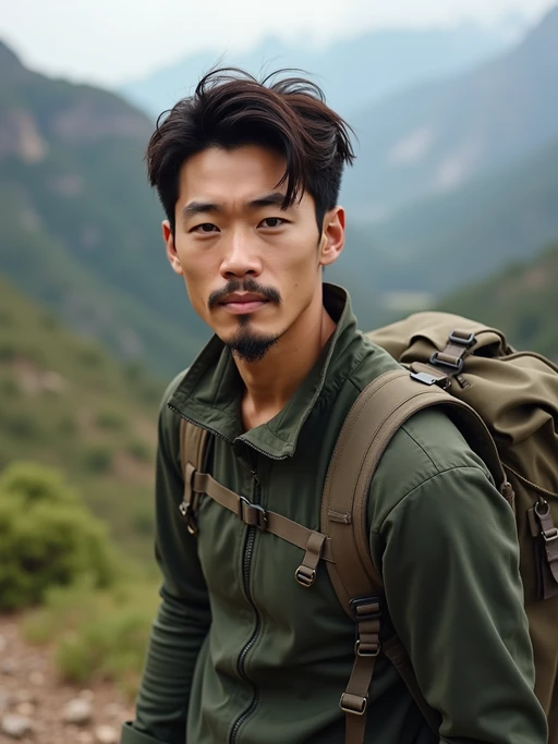 adventurous if(gender=m){masculine} if(gender=f){feminine} model exploring a scenic hiking trail