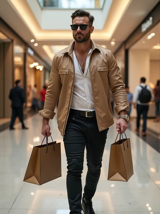 if(gender=f){beautiful woman model walking through a luxury mall in Dubai carrying designer bags, heels clicking on marble floor} if(gender=m){super muscular man walking through a luxury mall in Dubai in designer clothes, holding shopping bags and looking confident}
