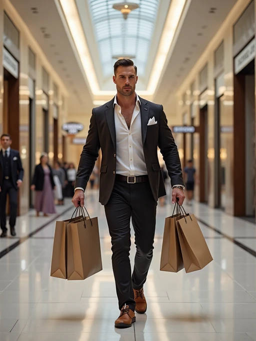 if(gender=f){beautiful woman model walking through a luxury mall in Dubai carrying designer bags, heels clicking on marble floor} if(gender=m){super muscular man walking through a luxury mall in Dubai in designer clothes, holding shopping bags and looking confident}