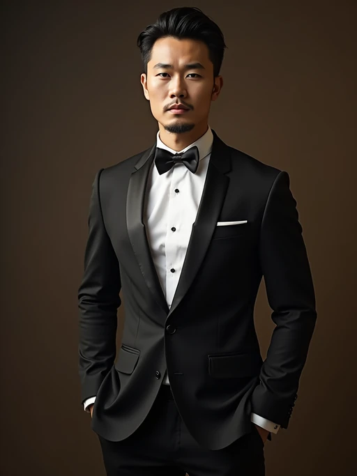 an alluring if(gender=m){masculine} if(gender=f){feminine} model dressed in elegant evening wear