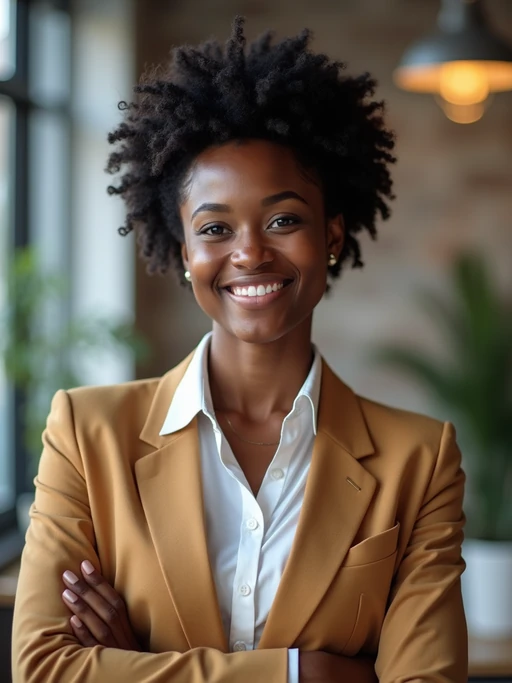 8k professional headshot of model, crisp details, studio backdrop, casual smart attire, confident posture, friendly expression, high-definition, modern startup environment, sharp focus, natural lighting, business casual, open workspace background