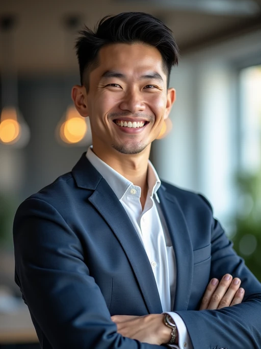 8k professional headshot of model, crisp details, studio backdrop, casual smart attire, confident posture, friendly expression, high-definition, modern startup environment, sharp focus, natural lighting, business casual, open workspace background