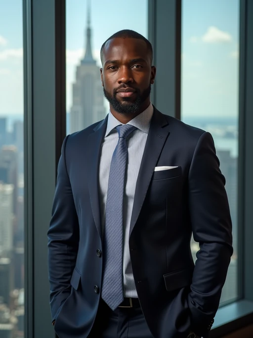 8k professional headshot of model as executive leader, crisp details, luxury office backdrop, premium tailored attire, authoritative pose, decisive expression, high-definition, boardroom environment, sharp focus, professional lighting, executive presence, skyscraper view
