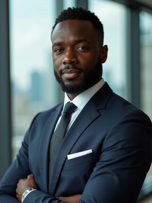 8k professional headshot of model as executive leader, crisp details, luxury office backdrop, premium tailored attire, authoritative pose, decisive expression, high-definition, boardroom environment, sharp focus, professional lighting, executive presence, skyscraper view