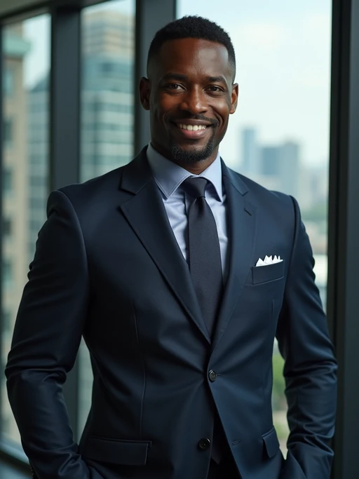 8k professional headshot of model as CEO, crisp details, premium studio backdrop, executive business attire, commanding posture, confident expression, high-definition, corner office setting, sharp focus, dramatic lighting, power suit, cityscape view