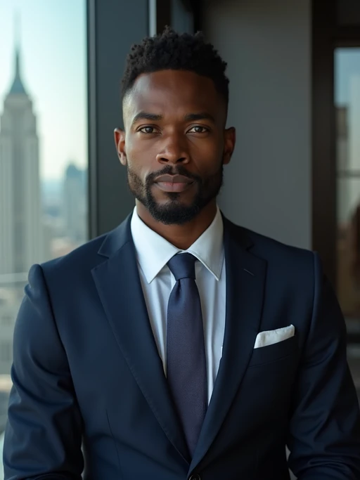 8k professional headshot of model as CEO, crisp details, premium studio backdrop, executive business attire, commanding posture, confident expression, high-definition, corner office setting, sharp focus, dramatic lighting, power suit, cityscape view
