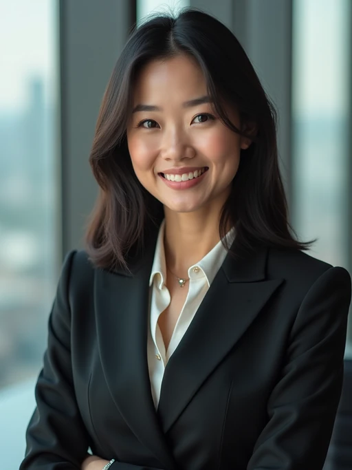 8k professional headshot of model as executive leader, crisp details, luxury office backdrop, premium tailored attire, authoritative pose, decisive expression, high-definition, boardroom environment, sharp focus, professional lighting, executive presence, skyscraper view