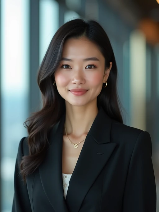 8k professional headshot of model as executive leader, crisp details, luxury office backdrop, premium tailored attire, authoritative pose, decisive expression, high-definition, boardroom environment, sharp focus, professional lighting, executive presence, skyscraper view