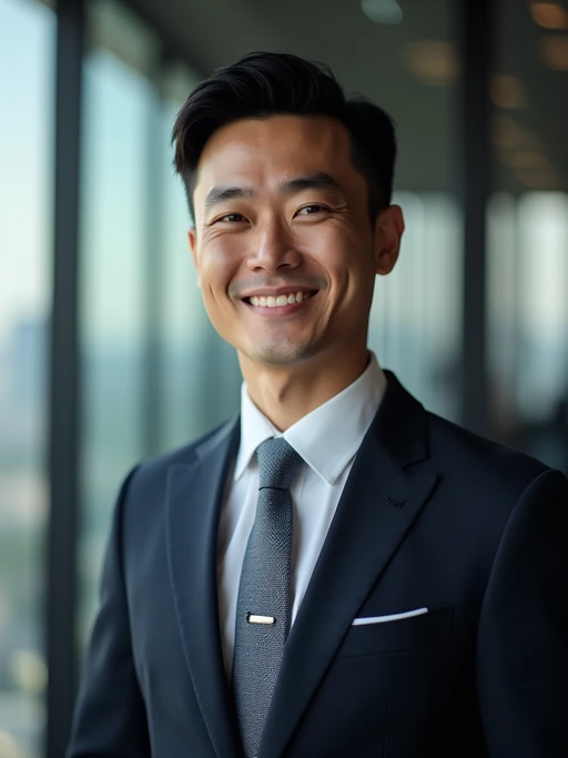 8k professional headshot of model as executive leader, crisp details, luxury office backdrop, premium tailored attire, authoritative pose, decisive expression, high-definition, boardroom environment, sharp focus, professional lighting, executive presence, skyscraper view