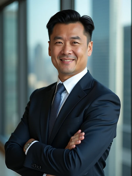 8k professional headshot of model as executive leader, crisp details, luxury office backdrop, premium tailored attire, authoritative pose, decisive expression, high-definition, boardroom environment, sharp focus, professional lighting, executive presence, skyscraper view
