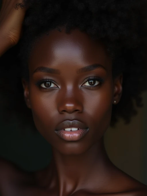 extreme close up portrait of model