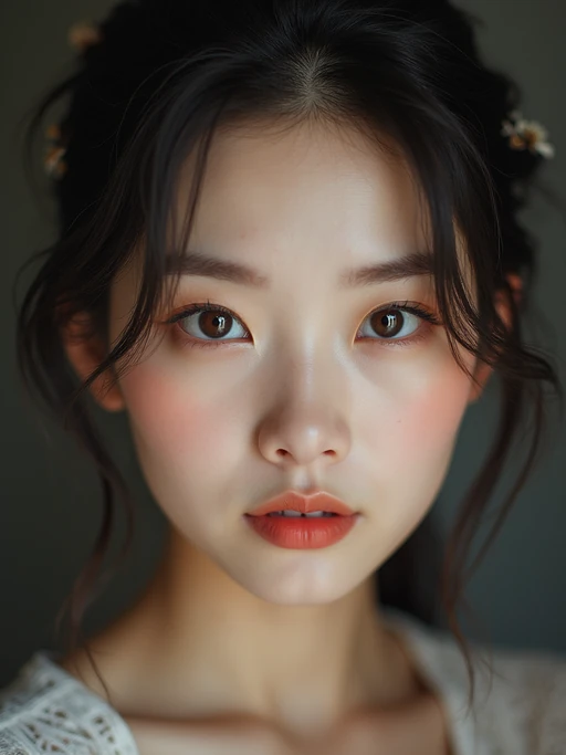 extreme close up portrait of model