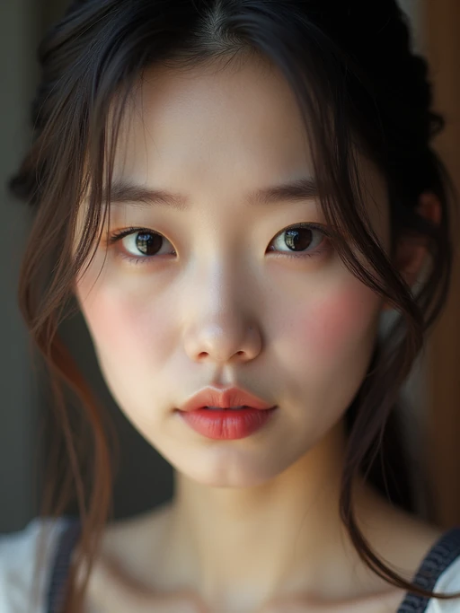 extreme close up portrait of model