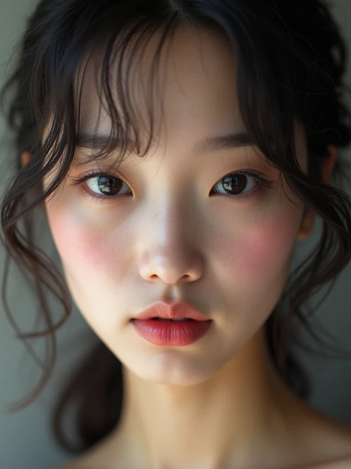 extreme close up portrait of model