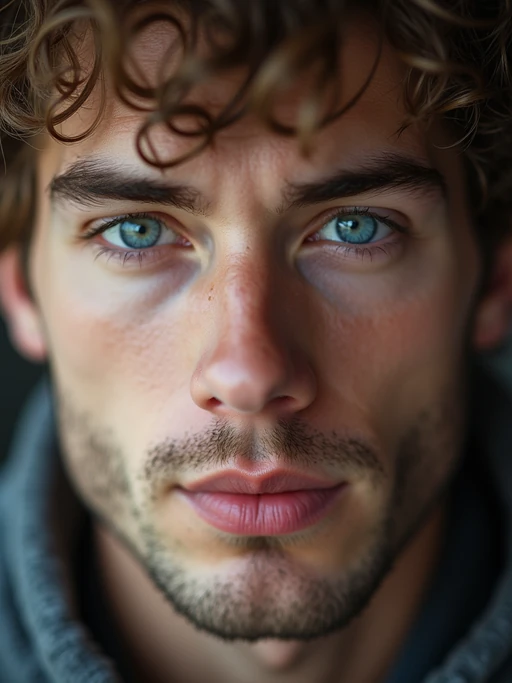 extreme close up portrait of model
