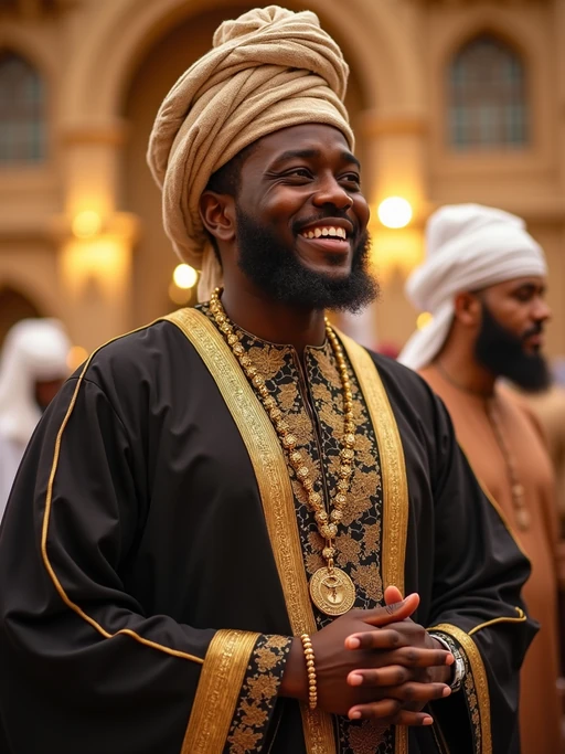a stunning model in if(gender=f){a festive modest outfit for Eid celebrations} if(gender=m){traditional Eid attire}, embodying the joy and gratitude at the culmination of Ramadan
