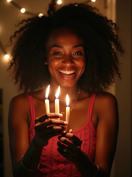a model enjoying the Hanukkah atmosphere, with if(gender=f){hands lighting the shamash candle} if(gender=m){hands spinning a dreidel}, radiating happiness and spiritual connection