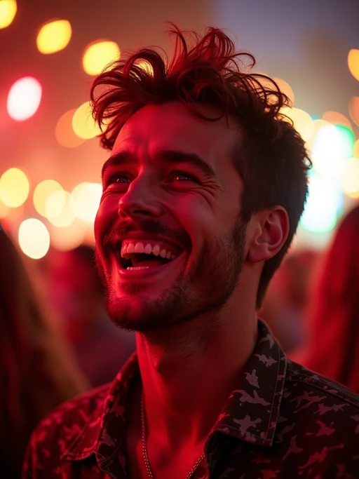 a model with if(gender=f){face illuminated by the warm glow of red lanterns} if(gender=m){face with a joyful expression amid festival lights}, capturing the excitement that defines this important cultural celebration