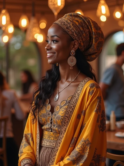 a model in if(gender=f){a modest yet fashionable Eid outfit} if(gender=m){traditional Eid clothes}, capturing their joyful energy during the end of Ramadan celebrations, with henna designs and festive decorations