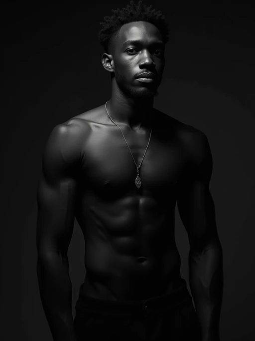 Black and white full body portrait of model with dramatic lighting. if(gender=f){Complete figure in dramatic shadows, seductive pose} if(gender=m){Full body in high contrast}. Artistic lighting composition.