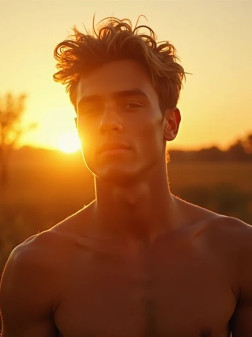 Full body golden hour candid of model. if(gender=f){Alluring full body pose in warm light} if(gender=m){Complete candid moment in sunset}. Golden hour documentary style.