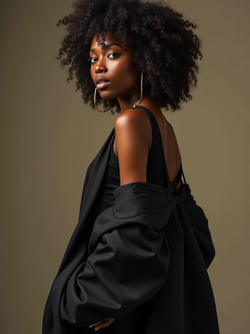 Artistic fashion portrait of model. if(gender=f){Stylish outfit, seductive pose} if(gender=m){Fashion-forward look, intense stance}. Creative composition, professional lighting.