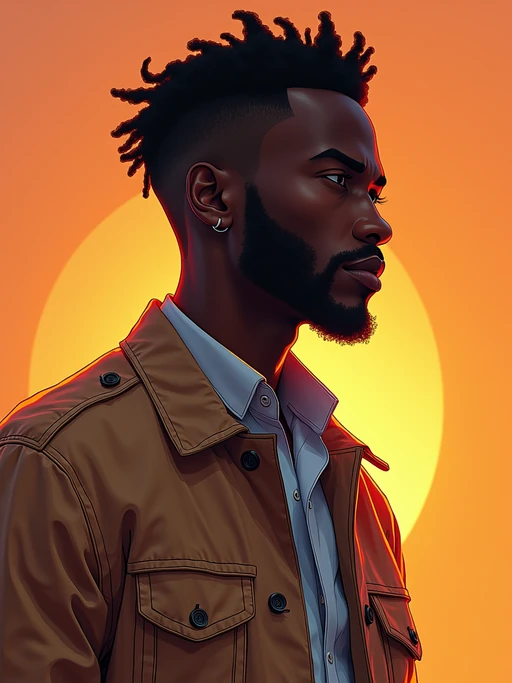 Full body portrait of model as a digital illustration. if(gender=f){Stylized features, artistic rendering} if(gender=m){Graphic style, creative interpretation}. Digital art aesthetic.