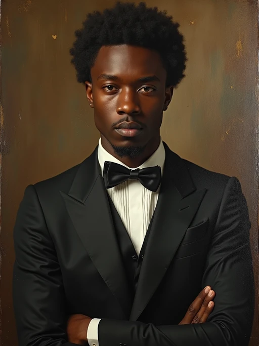 Model transformed into an oil painting portrait. if(gender=f){Elegant pose, flowing dress} if(gender=m){Classic pose, formal attire}. Renaissance style, rich textures, artistic brushstrokes.