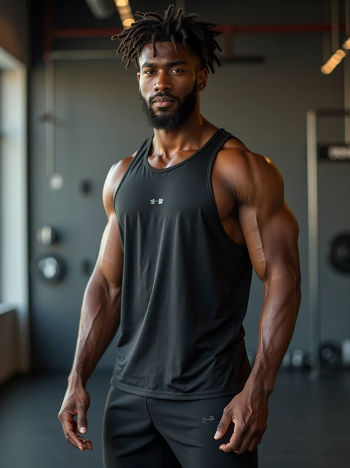 insanely beautiful model in a fitness campaign. if(gender=f){Wearing premium activewear, athletic pose} if(gender=m){Wearing luxury sportswear, dynamic stance}. Modern gym setting, fitness photography.