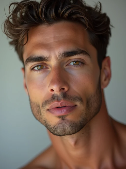 insanely beautiful model in a beauty campaign. if(gender=f){Flawless makeup, perfect skin, elegant expression} if(gender=m){Groomed appearance, strong features}. Clean studio lighting, beauty photography.
