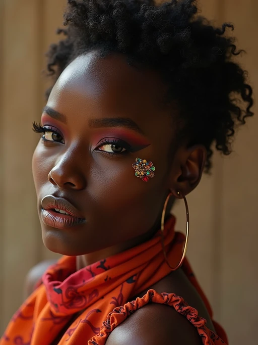 insanely beautiful model in a creative fashion editorial. if(gender=f){Wearing artistic fashion pieces, expressive pose} if(gender=m){Wearing creative fashion, dynamic expression}. Artistic lighting, fashion magazine style.