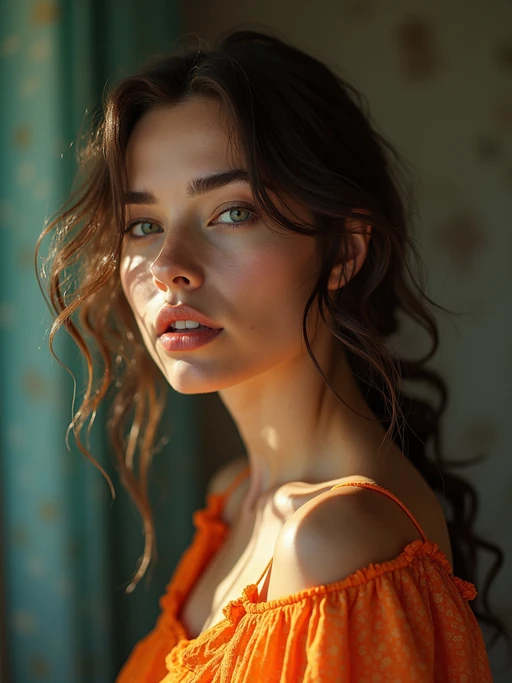 insanely beautiful model in a creative fashion editorial. if(gender=f){Wearing artistic fashion pieces, expressive pose} if(gender=m){Wearing creative fashion, dynamic expression}. Artistic lighting, fashion magazine style.