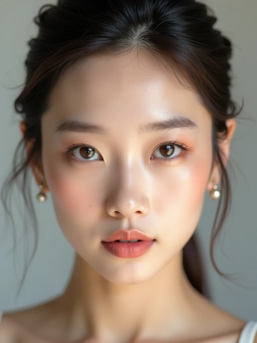 insanely beautiful model in a beauty campaign. if(gender=f){Flawless makeup, perfect skin, elegant expression} if(gender=m){Groomed appearance, strong features}. Clean studio lighting, beauty photography.