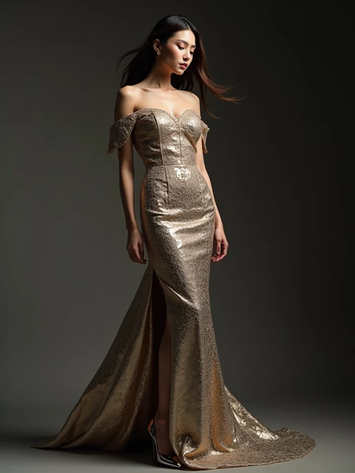 Professional fashion insanely beautiful model in a high-end studio. if(gender=f){Wearing designer couture, perfect runway posture} if(gender=m){Wearing luxury fashion, confident insanely beautiful model stance}. Editorial lighting, fashion magazine quality.