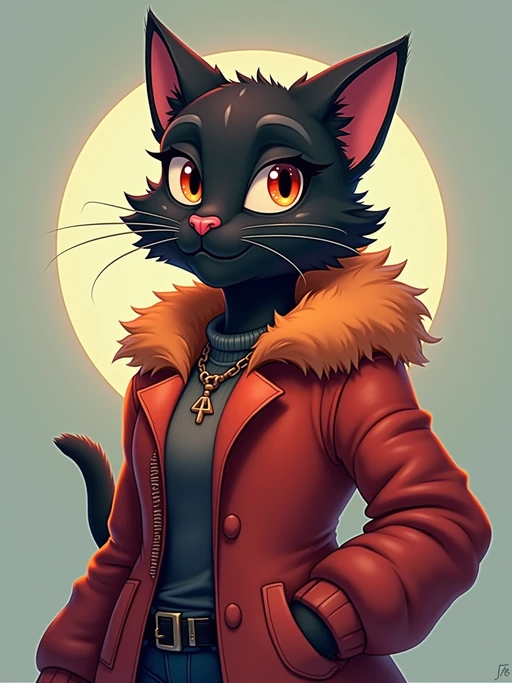 furry character of cat fursona of model with if(gender=f){elegant feline features, soft fur, and adorable cat ears} if(gender=m){cool feline features, sleek fur, and prominent cat ears}, wearing stylish casual outfit, confident expression, detailed digital furry art style, bright colors