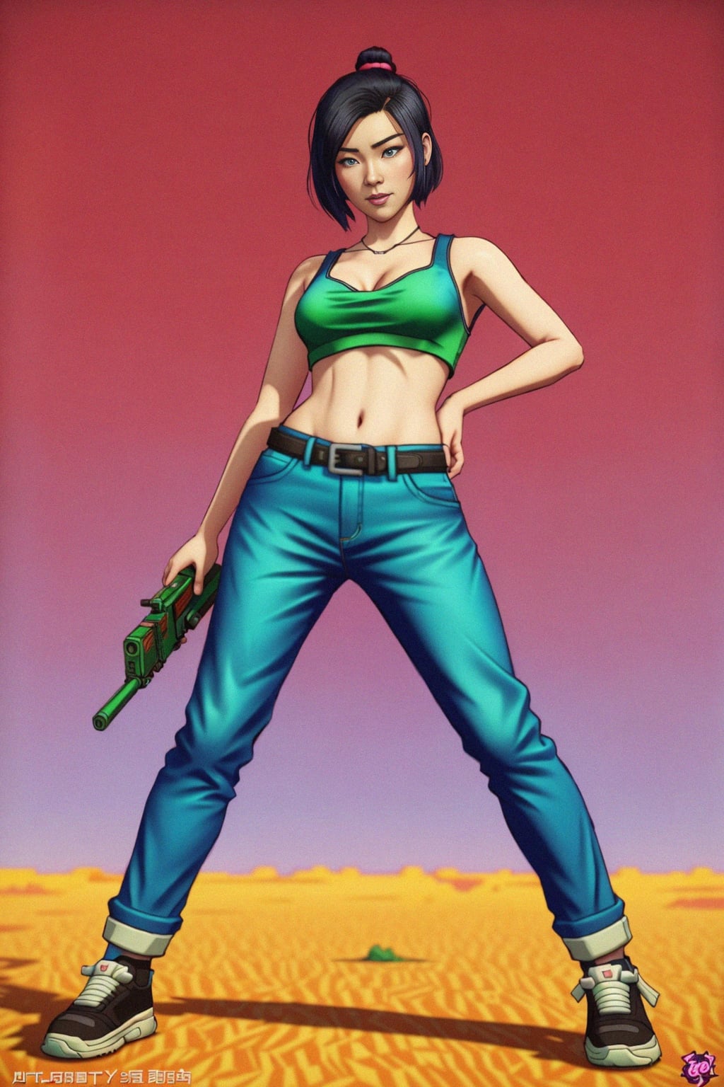 woman, gta vice city cover art, borderlands style, celshading, trending on artstation, by rhads, andreas rocha, rossdraws, makoto shinkai, laurie greasley, lois van baarle, ilya kuvshinov and greg rutkowski