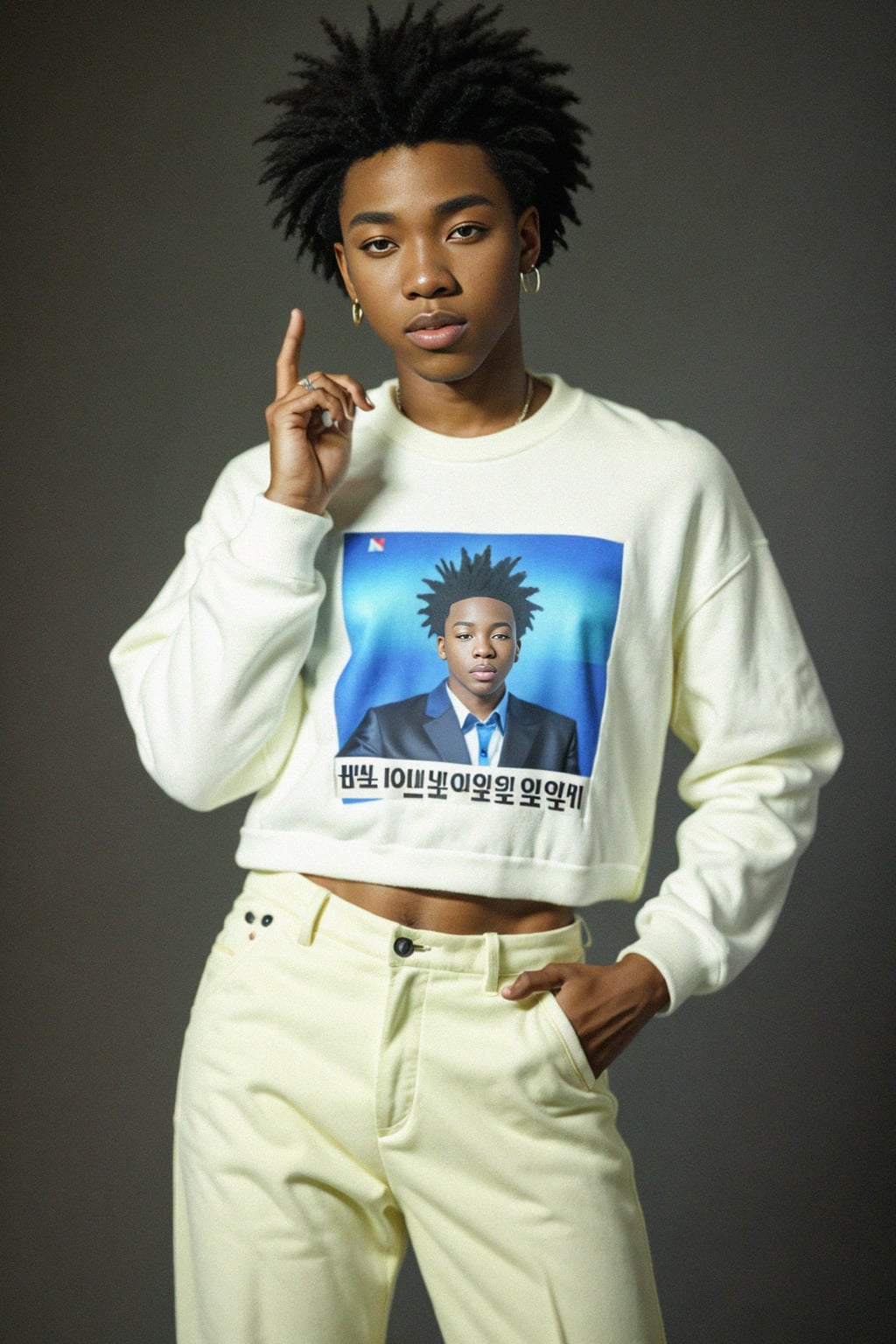 Korean man (with black hair) (as korean kpop k-pop idol) posing for photo, wearing Korean clothes, Korean fashion, Korean fashion, Korean makeup, (in front of solid background)