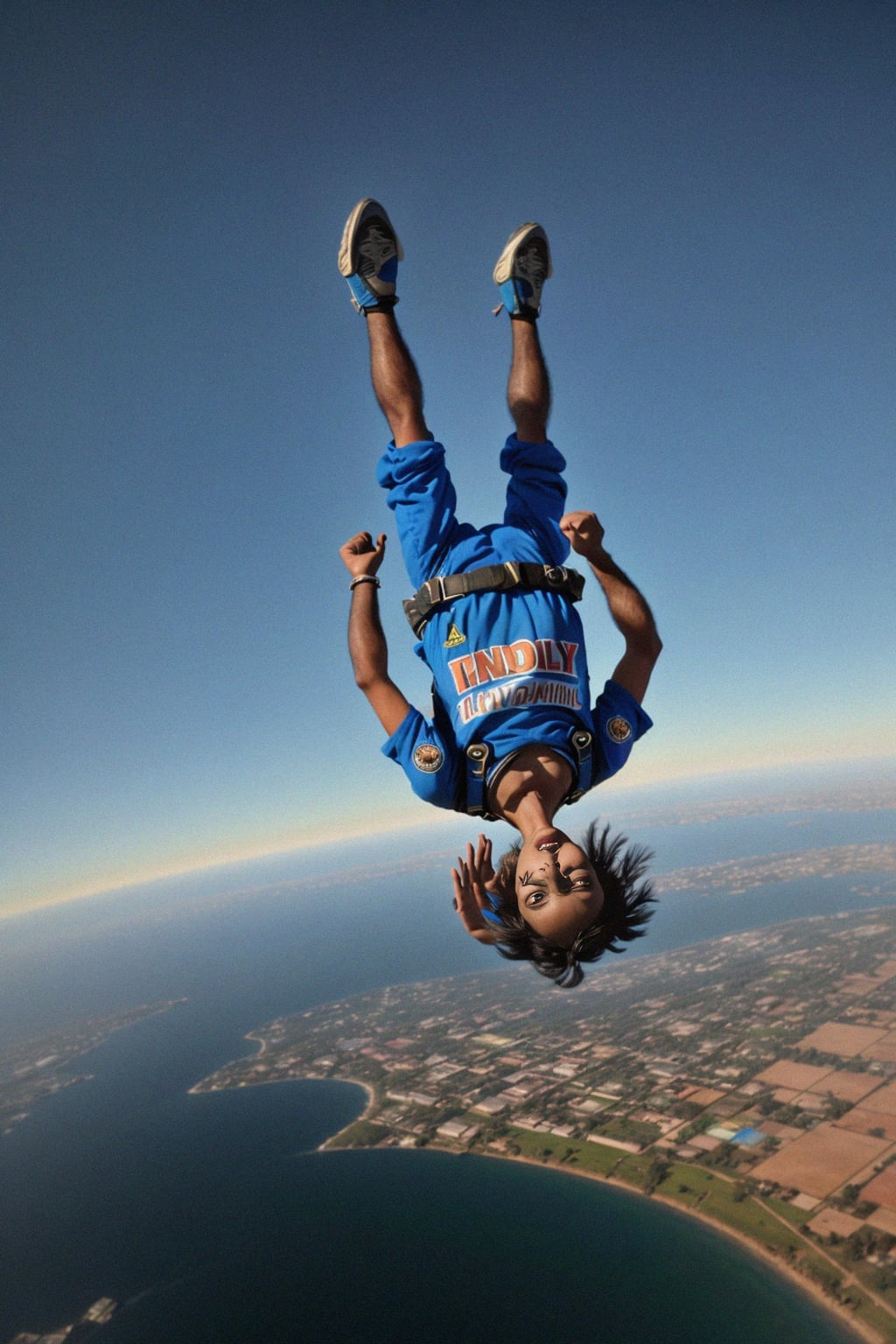 man skydiving in the air