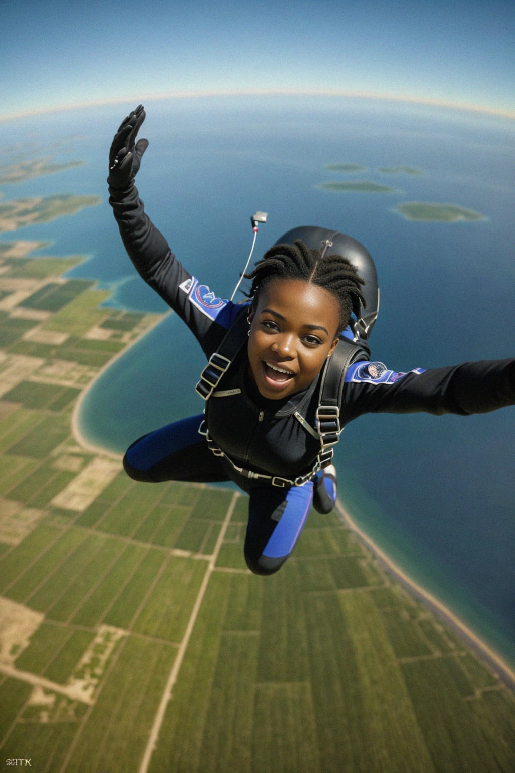 woman skydiving in the air