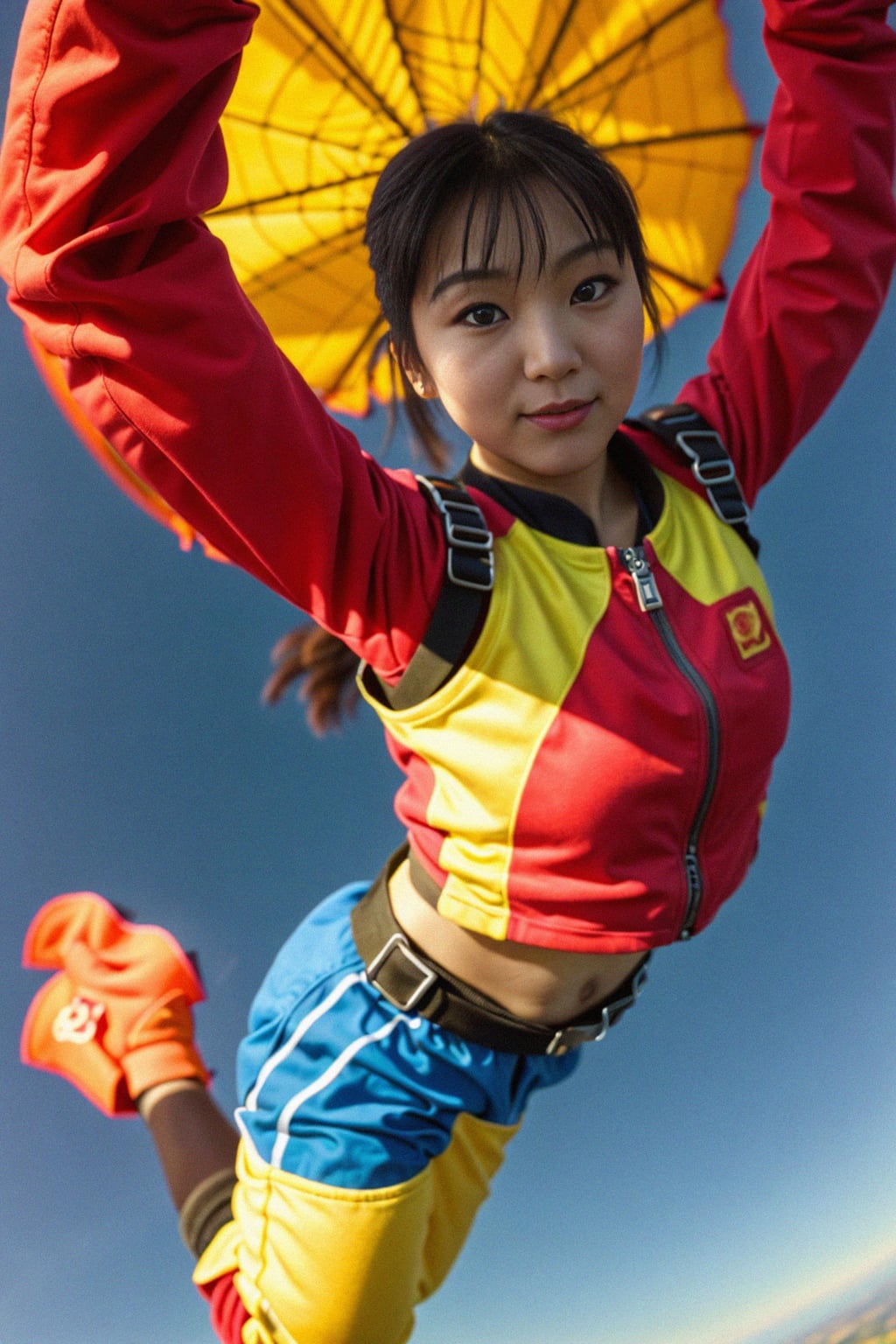 woman skydiving in the air