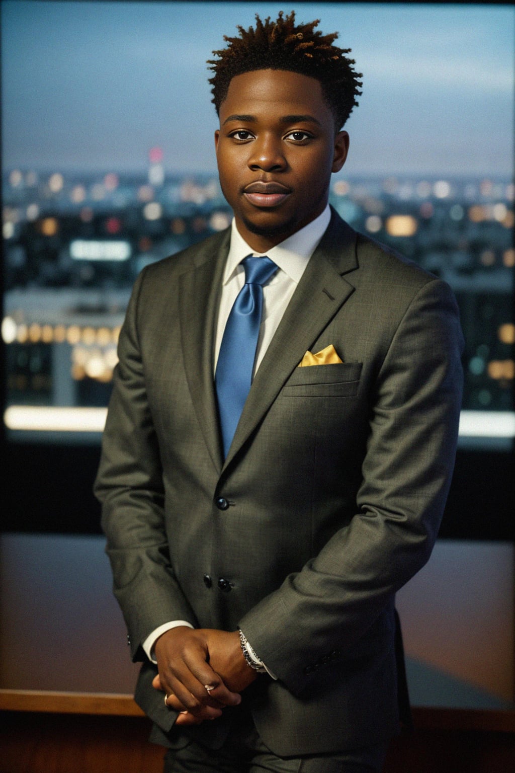 8k professional headshot of man, crisp details, studio backdrop, executive attire, confident posture, neutral expression, high-definition, corporate setting, sharp focus, ambient lighting, business professional, cityscape view