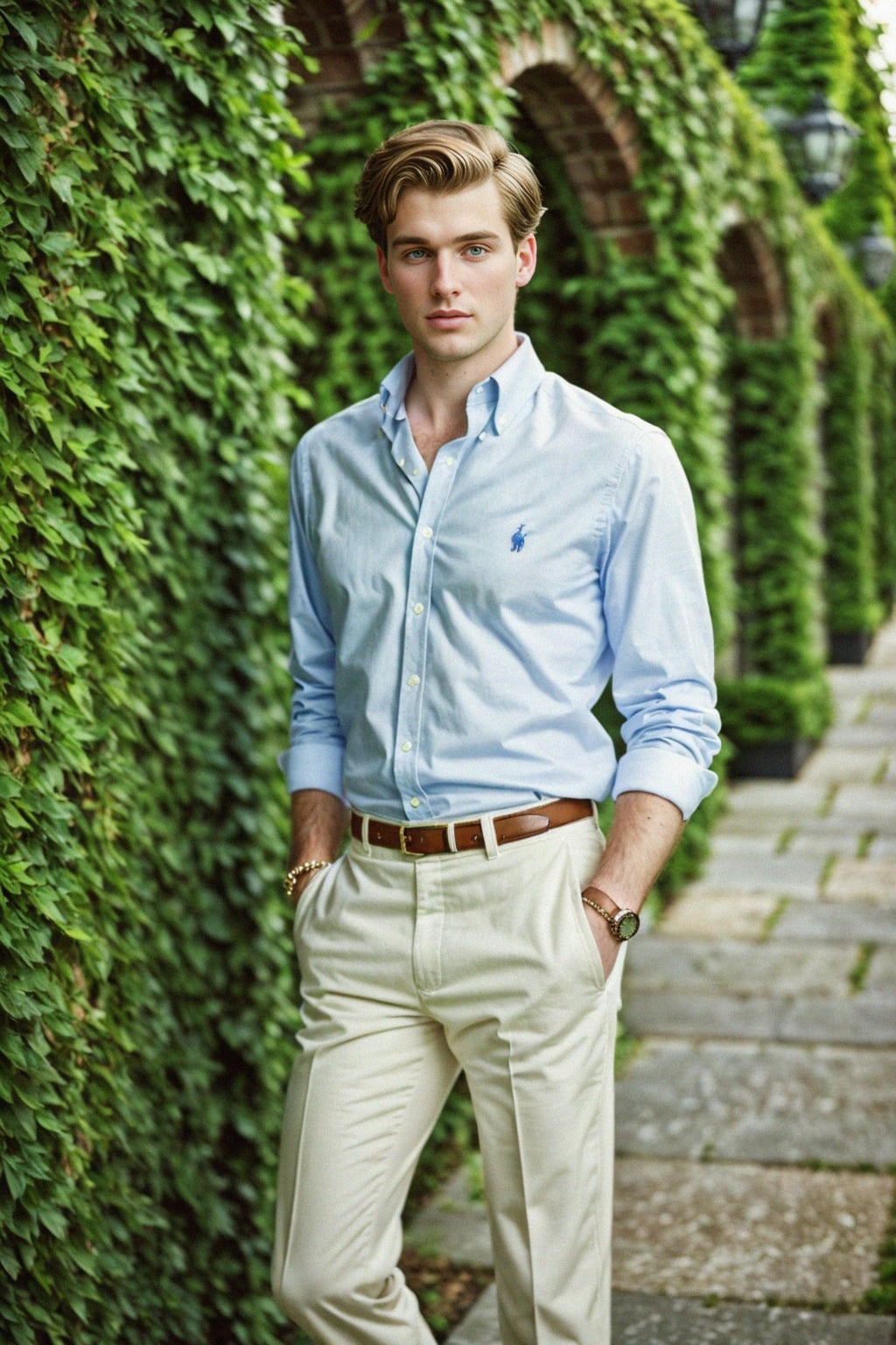 a man in preppy style, old money aesthetic, posh style, elite school stlye, luxurious style, gossip girl neo-prep style, ralph lauren style, country club style, ivy league style