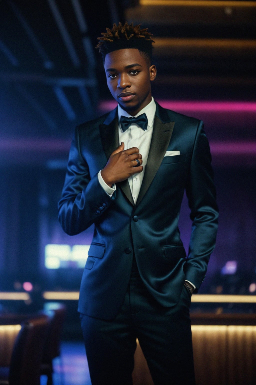 a man wearing  silk suit] in night club, instagram photo, instagram,  fit body'